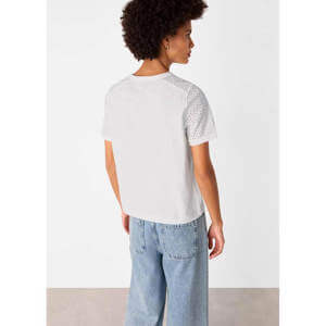 Whistles White Broderie Sleeve Detail Tee